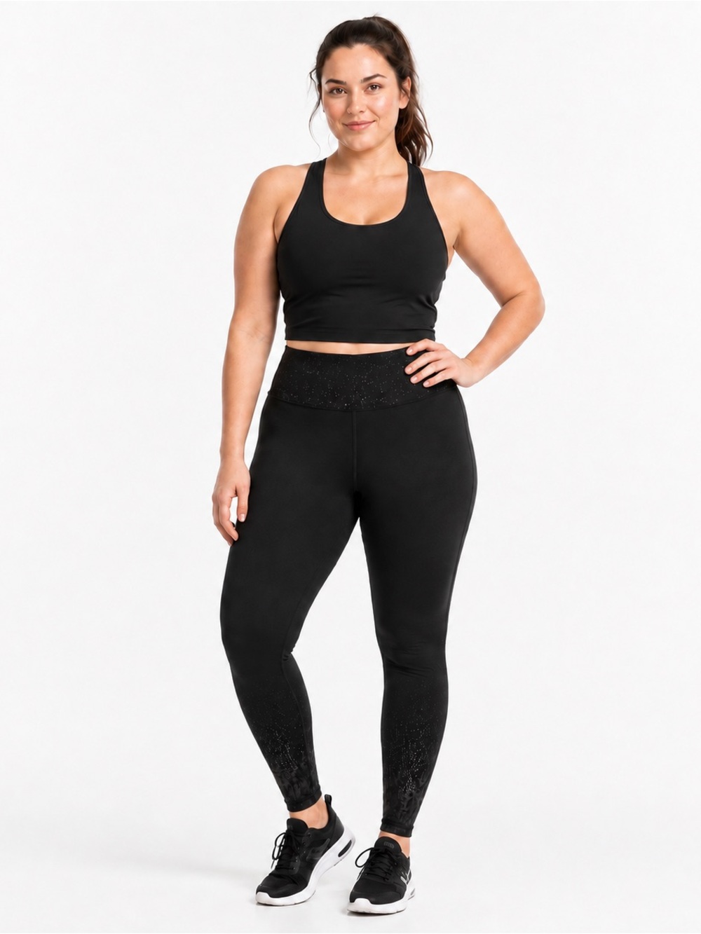 Z by Zobha Black High Rise Gradient Print Athletic Leggings Size L, EUC